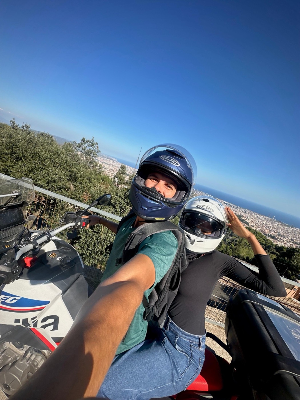 Hanna with her guide above Barcelona