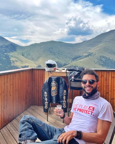 Motorcycle at a mountain viewpoint in Andorra
